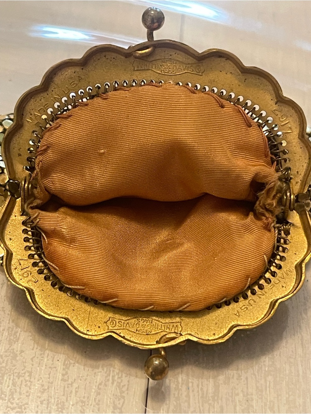 Whiting & Davis Vintage Set Gold Metal Mesh Evening Bag Matching Coin Purse - Picture 16 of 16